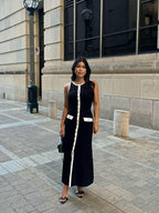 Women's Maxi Dress Sleeveless with Round Neck and Front Buttons - 10