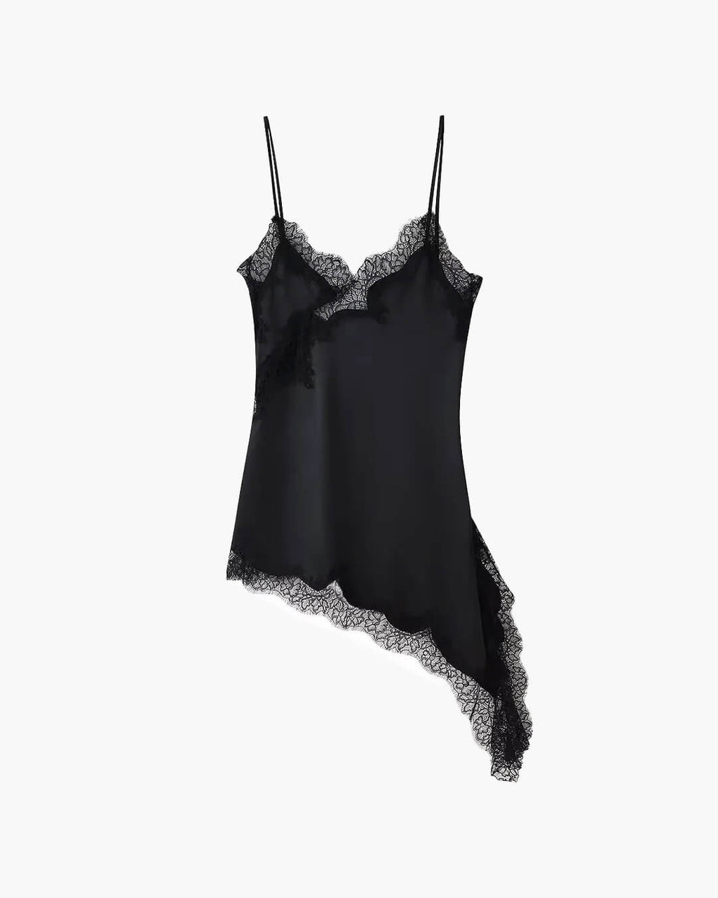 Women's Mini Dress Asymmetric with Lace Trim - 11