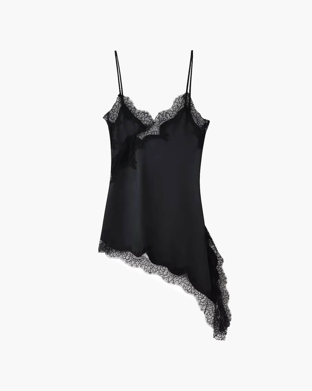 Women's Mini Dress Asymmetric with Lace Trim - 11