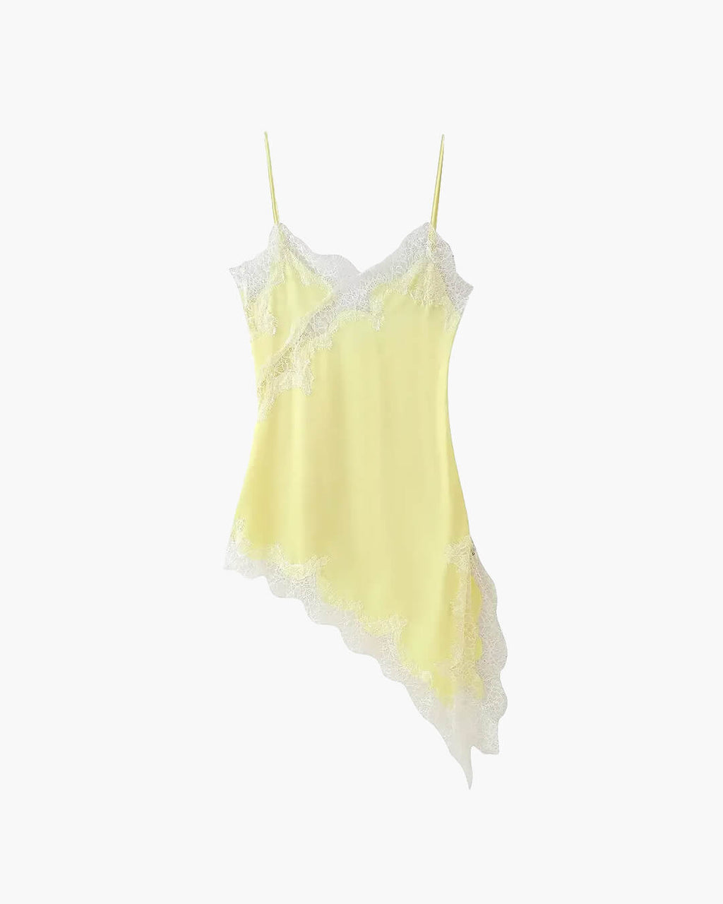 Women's Mini Dress Asymmetric with Lace Trim - 14
