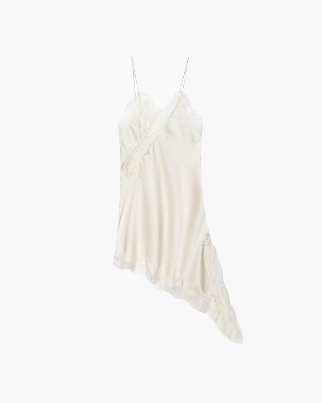 Women's Mini Dress Asymmetric with Lace Trim - 13