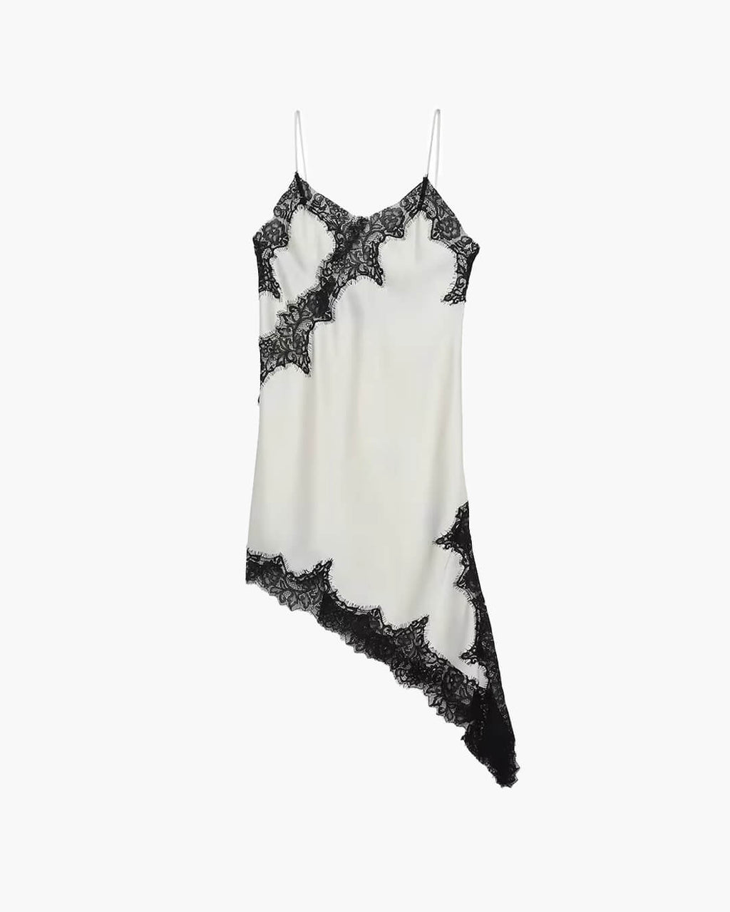 Women's Mini Dress Asymmetric with Lace Trim - 12