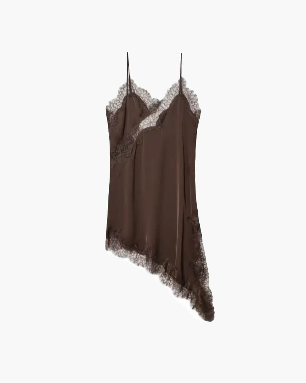 Women's Mini Dress Asymmetric with Lace Trim - 2