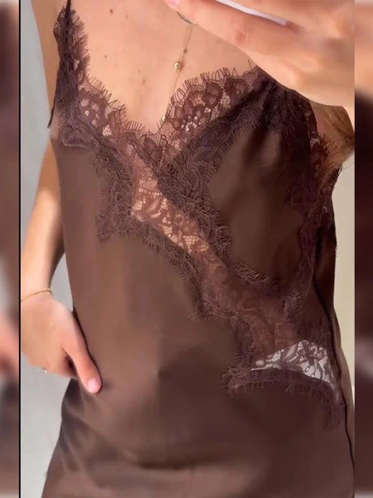 Women's Mini Dress Asymmetric with Lace Trim - 18