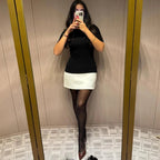 Women's High Neck Mini Dress with Short Sleeves and Slim Fit - 5