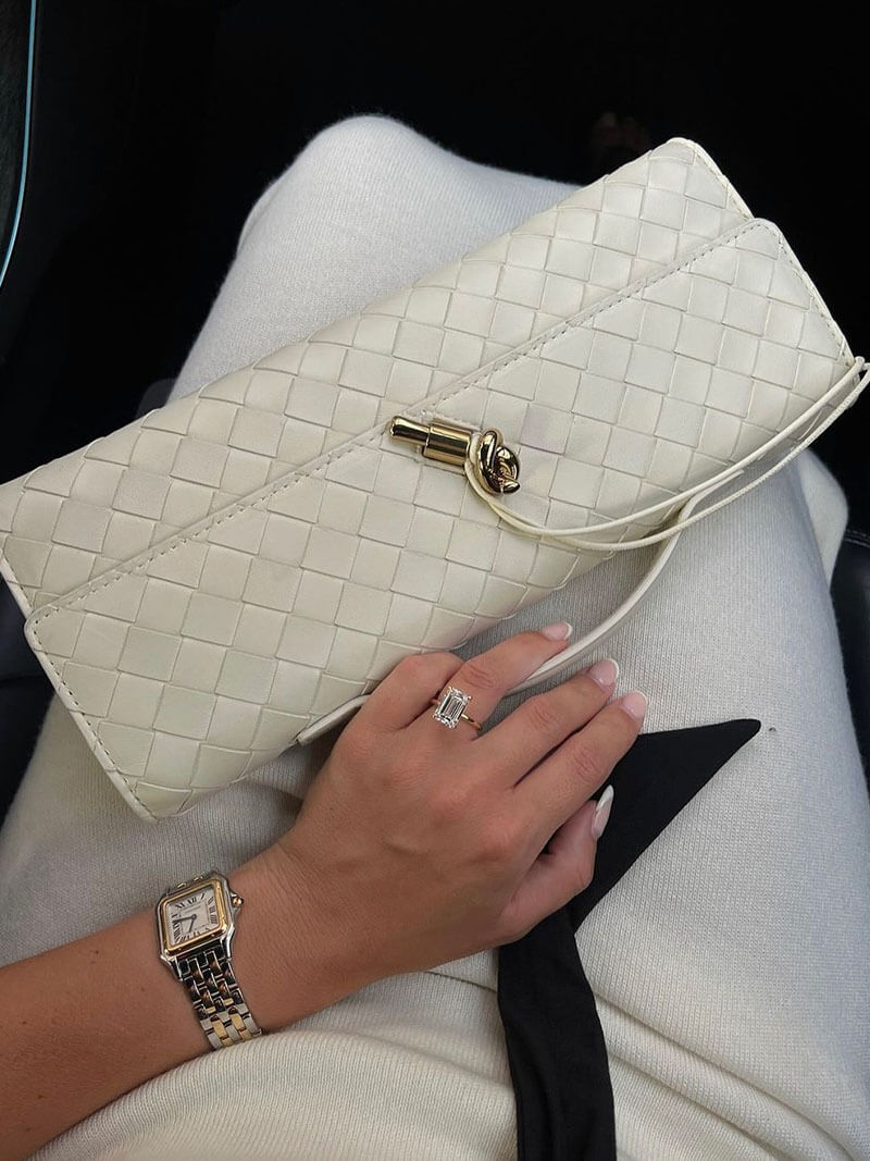 Woven Handbag with Knot and Gold Link Detail - 13
