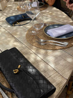 Woven Handbag with Knot and Gold Link Detail - 15