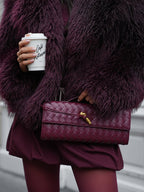 Woven Handbag with Knot and Gold Link Detail - 7