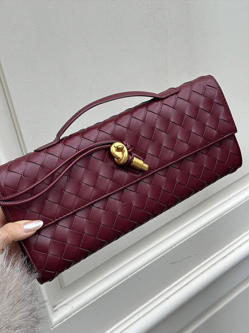 Woven Handbag with Knot and Gold Link Detail - 6
