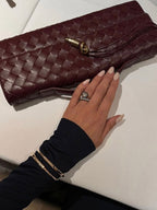 Woven Handbag with Knot and Gold Link Detail - 9