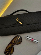 Woven Handbag with Knot and Gold Link Detail - 4