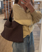 Women's Woven Tote Bag with Minimalist Silhouette - 10