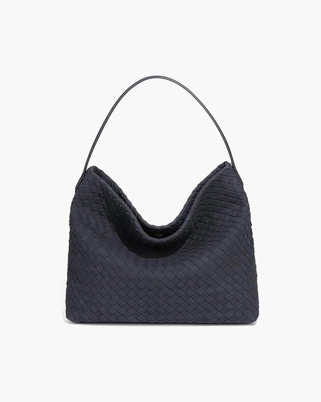 Women's Woven Tote Bag with Minimalist Silhouette - Black