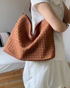 Women's Woven Tote Bag with Minimalist Silhouette - 13
