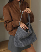 Women's Woven Tote Bag with Minimalist Silhouette - 14