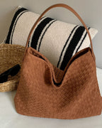 Women's Woven Tote Bag with Minimalist Silhouette - 12