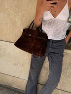Women's Structured Tote Bag with Belt Detail - 9