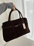 Women's Structured Tote Bag with Belt Detail - 7