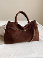 Women's Structured Tote Bag with Belt Detail - 11