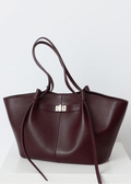 Women's Shopper Bag Sculptural Tote with Structured Silhouette - Burgundy