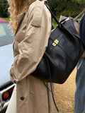 Women's Shopper Bag Sculptural Tote with Structured Silhouette - Black