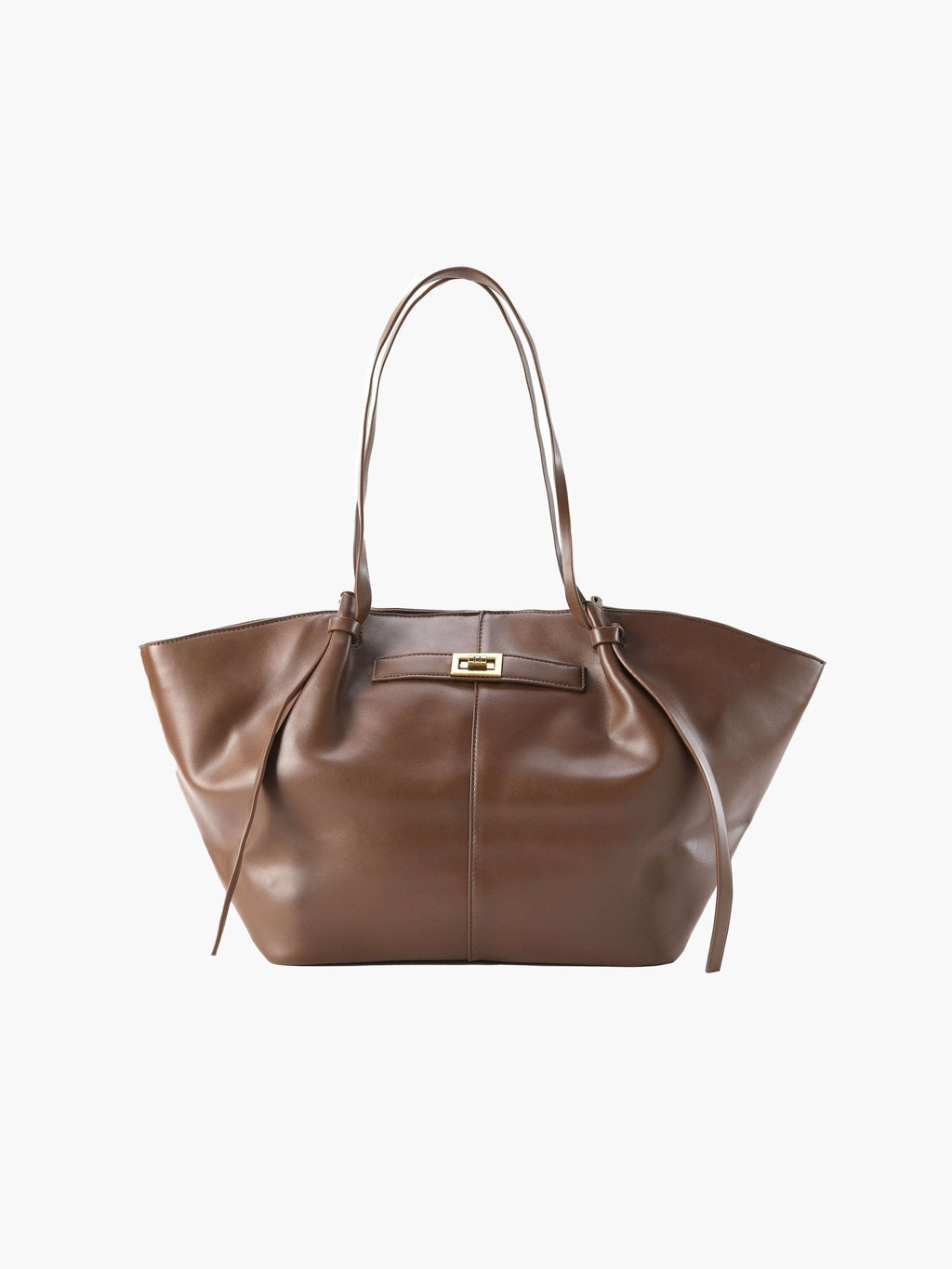 Women's Shopper Bag Sculptural Tote with Structured Silhouette - Brown