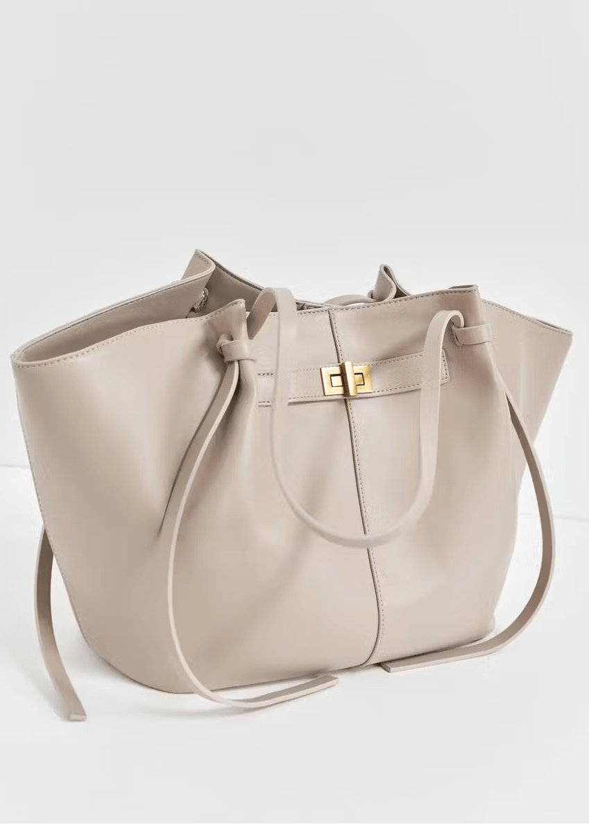 Women's Shopper Bag Sculptural Tote with Structured Silhouette - White