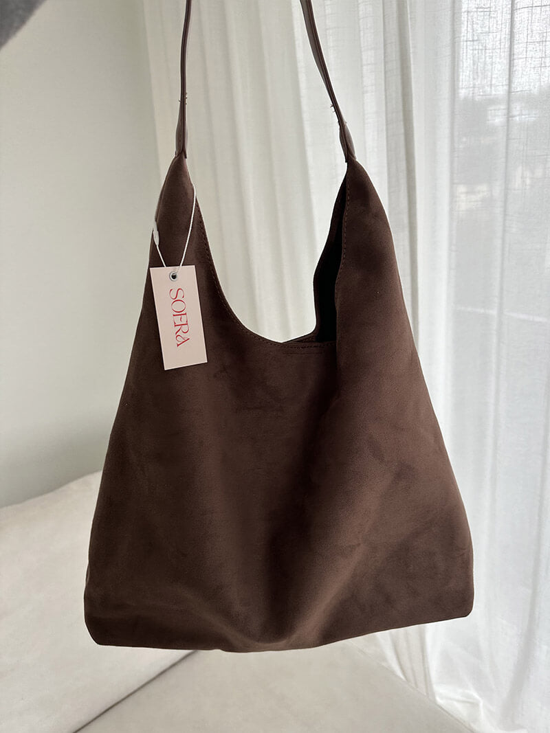 Women's Shoulder Bag with Faux Suede Finish and Western Details - 15