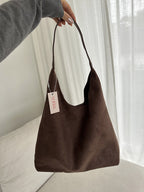 Women's Shoulder Bag with Faux Suede Finish and Western Details - 14
