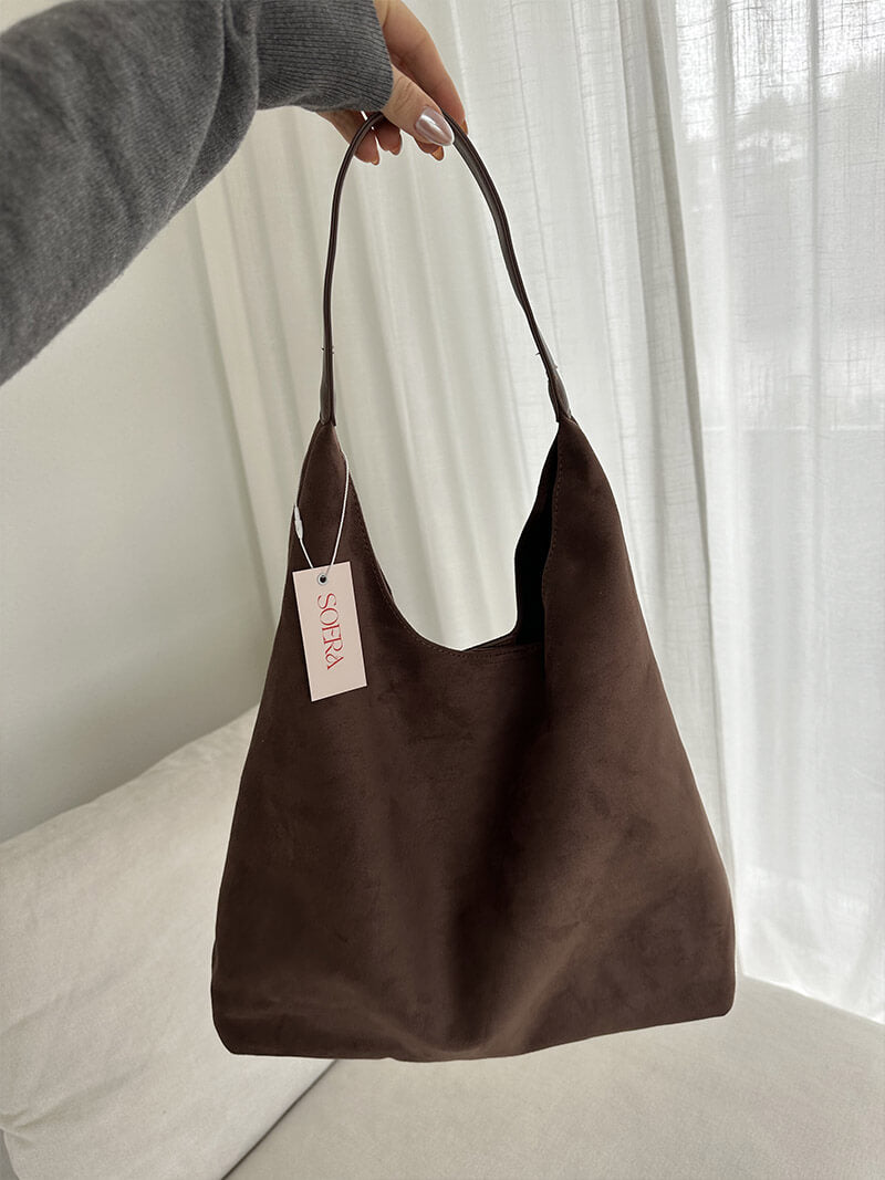 Women's Shoulder Bag with Faux Suede Finish and Western Details - 14