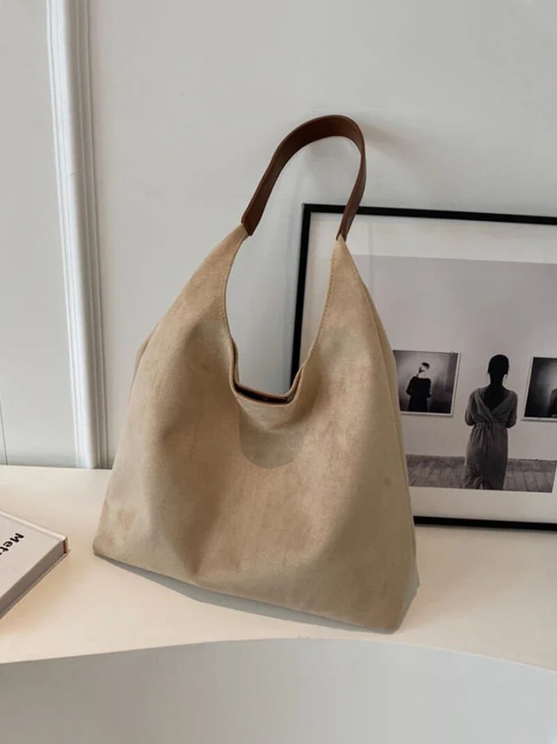 Women's Shoulder Bag with Faux Suede Finish and Western Details - 16