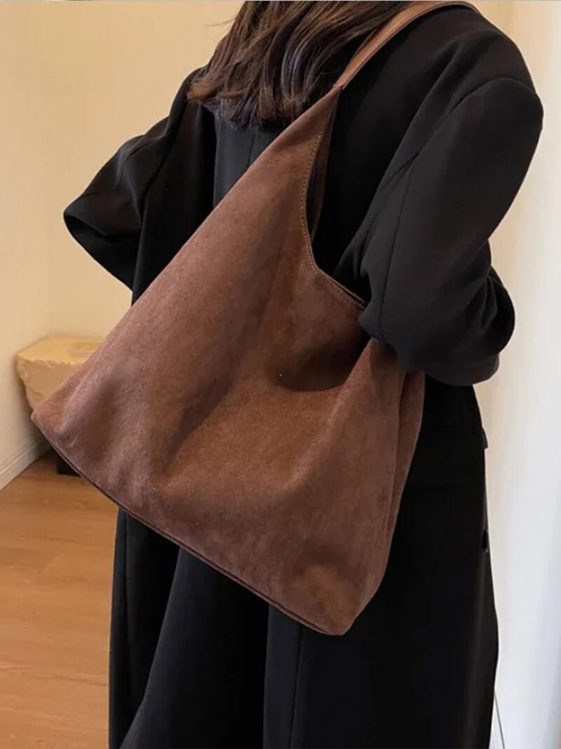 Women's Shoulder Bag with Faux Suede Finish and Western Details - 10