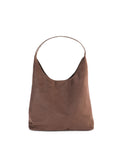 Women's Shoulder Bag with Faux Suede Finish and Western Details - Brown