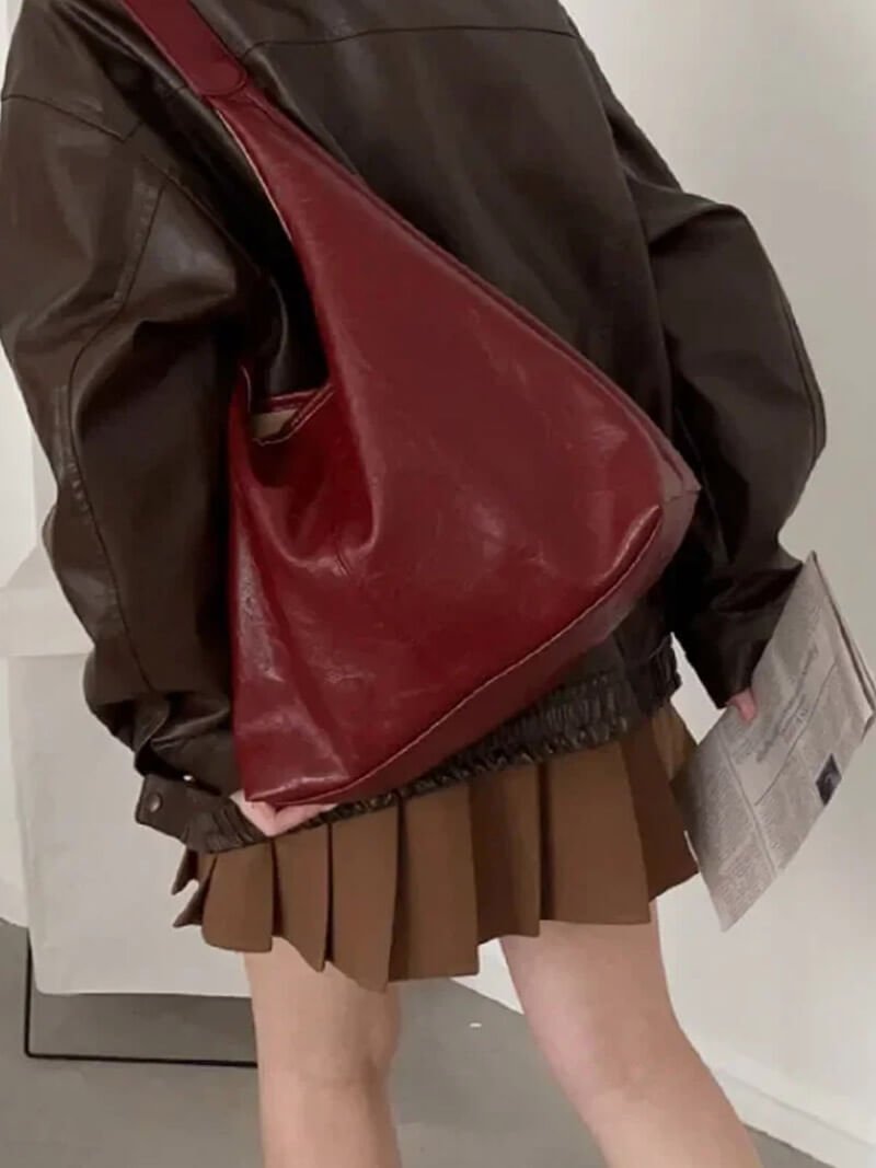 Women's Glossy Tote Bag with Sleek Silhouette - 7