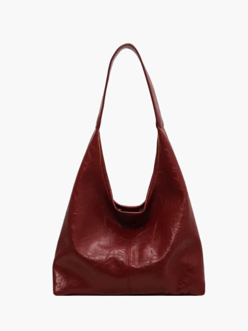 Women's Glossy Tote Bag with Sleek Silhouette - Red