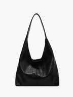 Women's Glossy Tote Bag with Sleek Silhouette - Black