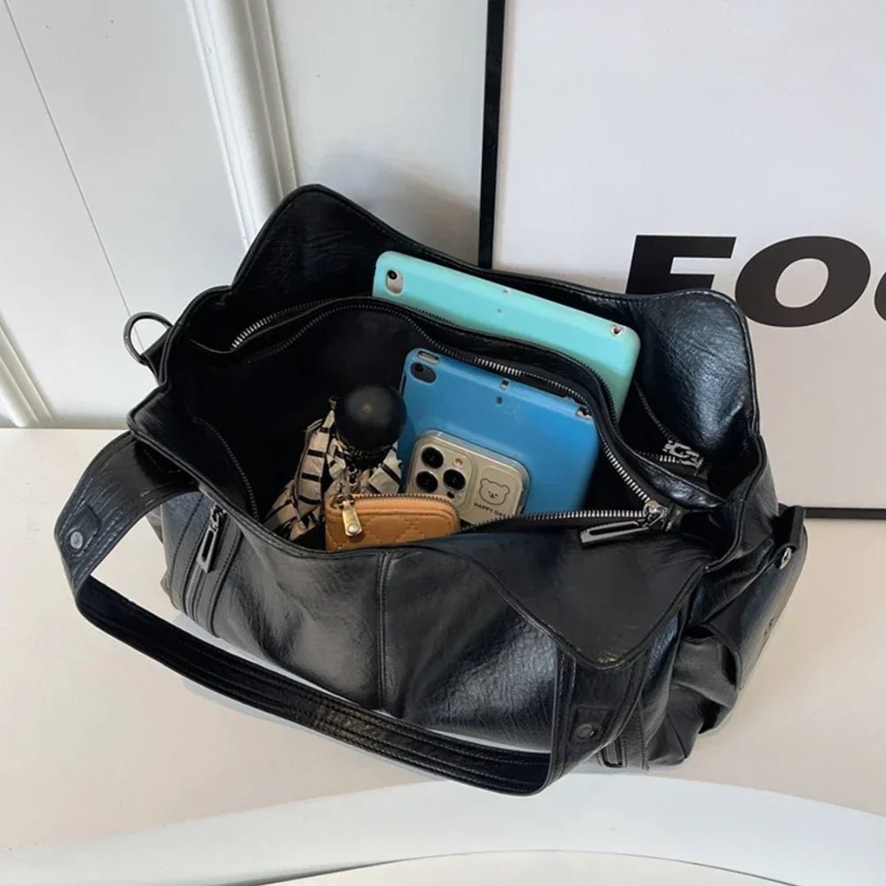 Women's Shoulder Bag with Colour Block Detail and Zip Pockets - 6
