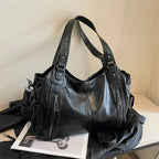Women's Shoulder Bag with Colour Block Detail and Zip Pockets - 7