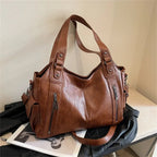 Women's Shoulder Bag with Colour Block Detail and Zip Pockets - 3