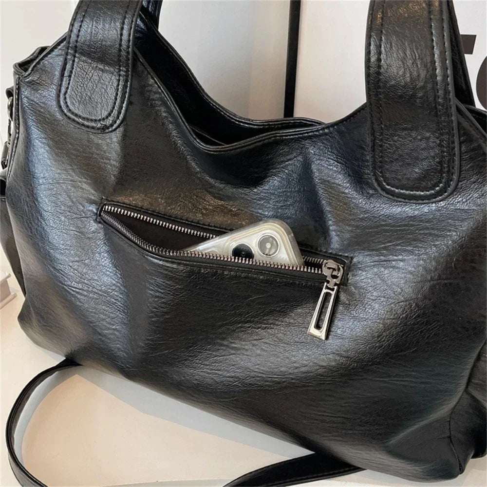 Women's Shoulder Bag with Colour Block Detail and Zip Pockets - 4