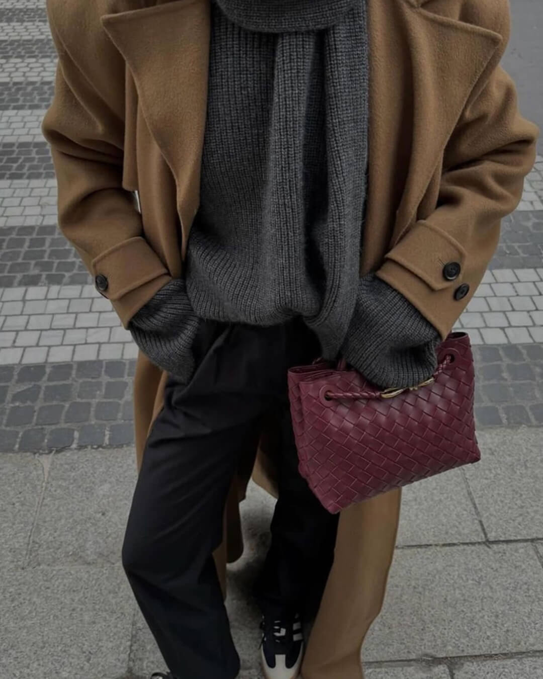 Small Woven Handbag with Gold-Tone Hardware