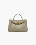 Small Woven Handbag with Gold-Tone Hardware - Light Green