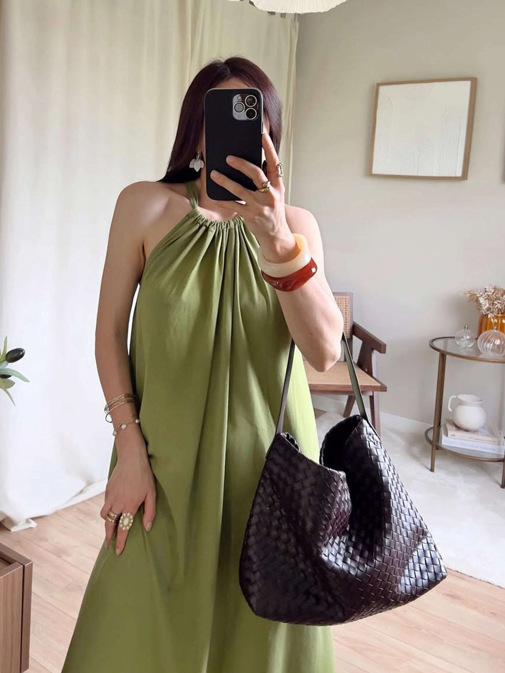 Woven Structured Tote Bag with Shoulder Strap - 6