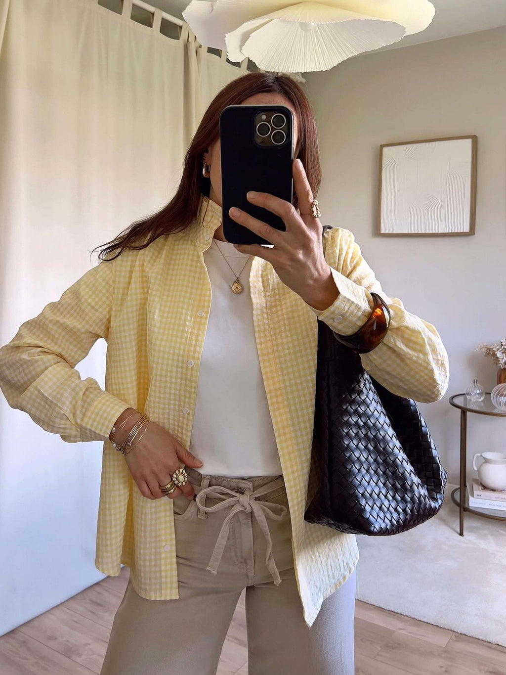 Woven Structured Tote Bag with Shoulder Strap - 8