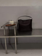 Woven Structured Tote Bag with Shoulder Strap - 12