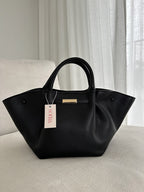 Women's Structured Tote Bag with Faux Suede Finish - 11
