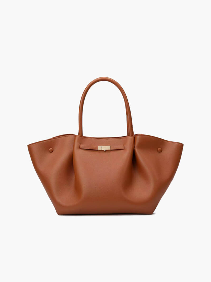 Women's Structured Tote Bag with Faux Suede Finish - 6