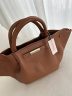 Women's Structured Tote Bag with Faux Suede Finish - 8