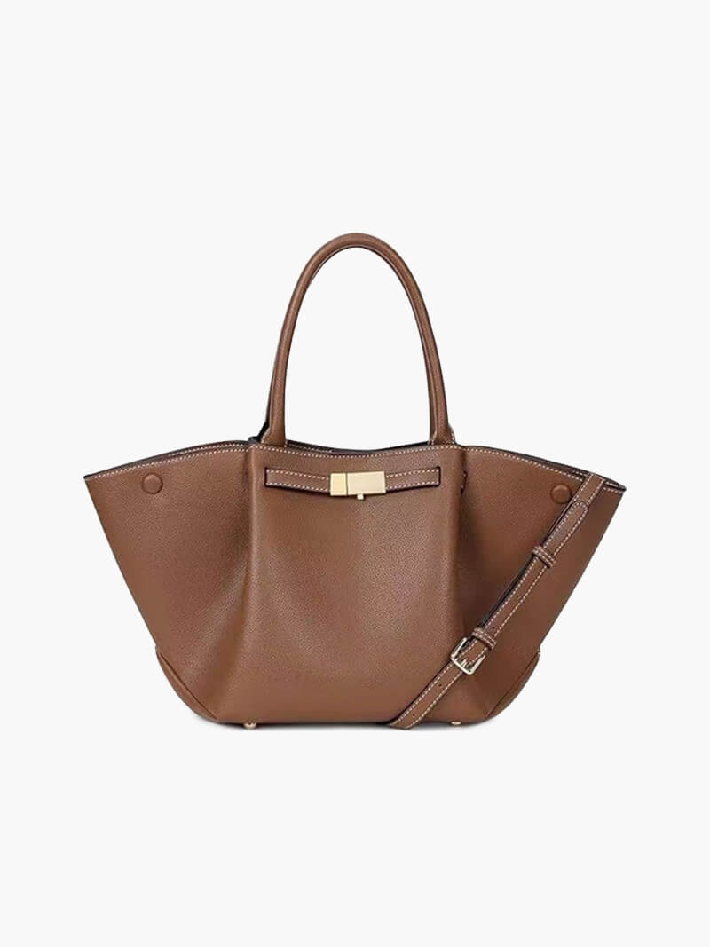 Women's Structured Tote Bag with Faux Suede Finish - 5