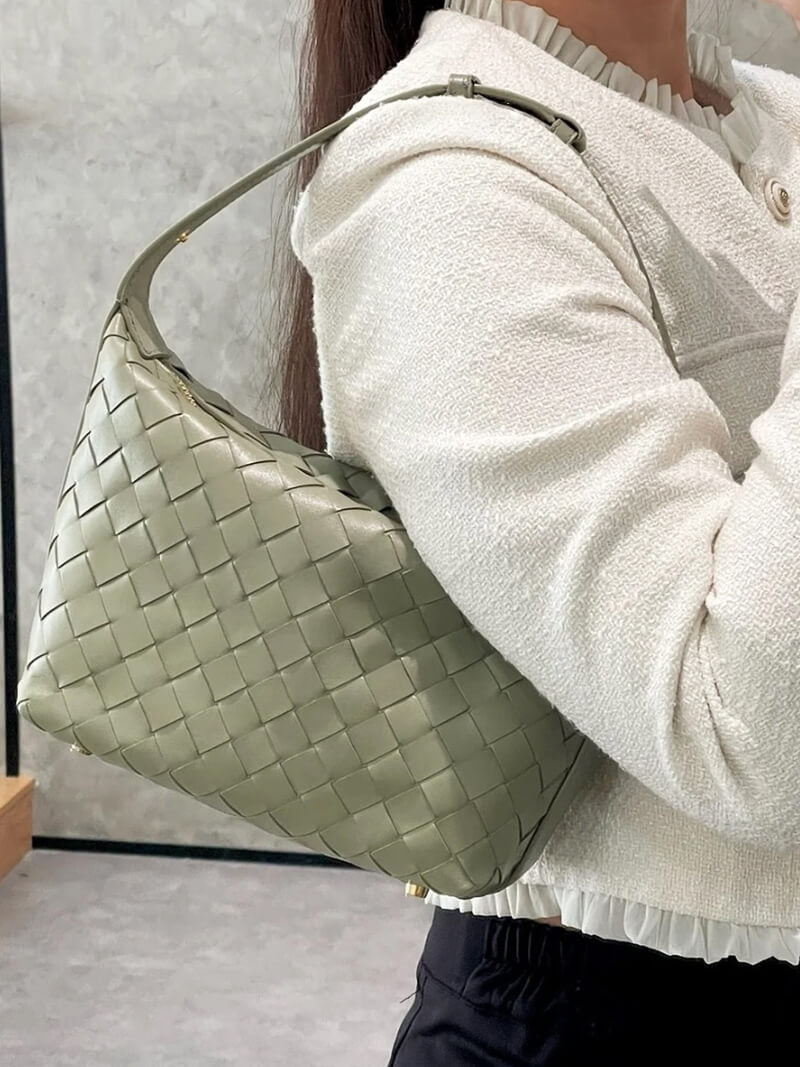 Women's Mini Woven Handbag with Structured Silhouette - 10